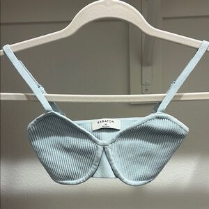 Babaton Light Blue Ribbed Bralette